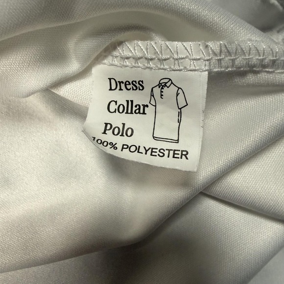 Collars & Co. Polo Shirt Mens Medium White Dress Collar Polyester Performance - Picture 4 of 9